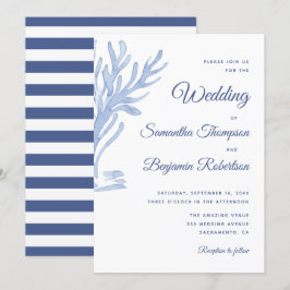 Blue Watercolor Nautical Wedding Beach Thema Einladung