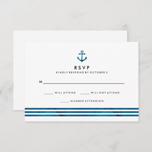 Blue Watercolor Nautical Wedding RSVP (Vorne/Hinten)
