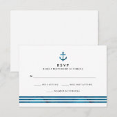 Blue Watercolor Nautical Wedding RSVP Karte (Vorne/Hinten)