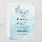 Blue Watercolor Niedlich Baby Dusche Einladung (Vorderseite)