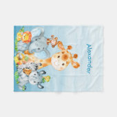 Blue Watercolor Niedlich Safari Dschungeltiere Fleecedecke (Vorderseite (Horizontal))