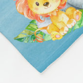 Blue Watercolor Niedlich Safari Dschungeltiere Fleecedecke (Ecke)