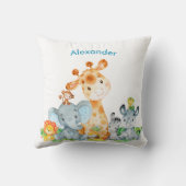 Blue Watercolor Niedlich Safari Dschungeltiere Kissen (Rückseite)
