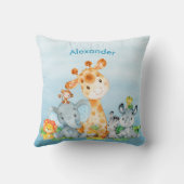 Blue Watercolor Niedlich Safari Dschungeltiere Kissen (Rückseite)