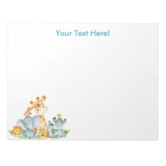 Blue Watercolor Niedlich Safari Jungle Tiere Notizblock