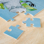 Blue Watercolor Niedlich Safari Jungle Tiere Puzzle (Seite)