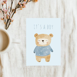 Blue Watercolor niedlich Teddy Bär Babydusche Einladung
