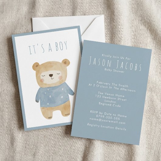 Blue Watercolor niedliche Schlafhose mit Baby Dusc Einladung