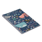 Blue Watercolor Ocean Animal Art Name Monogram Notizblock (Rechte Seite)
