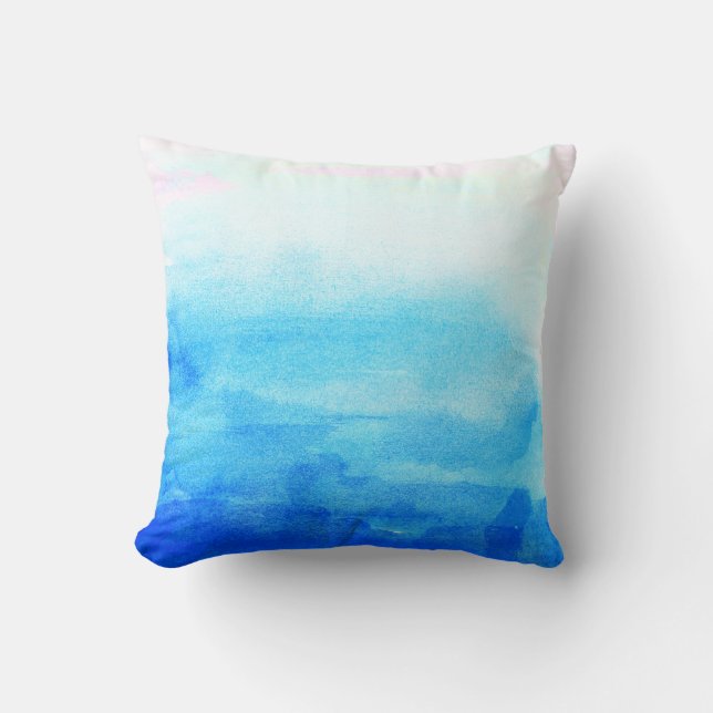Blue Watercolor Ombre Kissen (Vorderseite)