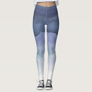 Blue Watercolor Ombre Leggings