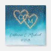 Blue Watercolor Ombre Mit Monogramm Magnet (Vorne)