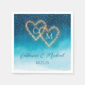 Blue Watercolor Ombre Mit Monogramm Serviette (Vorderseite)