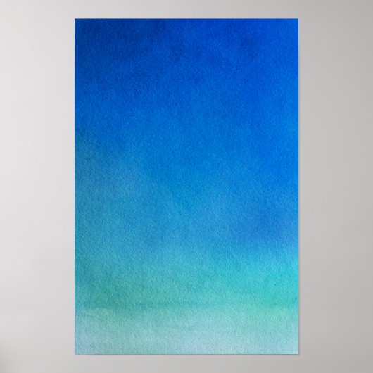 Blue Watercolor Ombre Poster (Vorne)