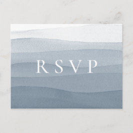 Blue Watercolor Ombre Wedding RSVP Song Request Einladungspostkarte