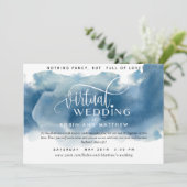 Blue Watercolor, Online Virtual Wedding Einladung (Stehend Vorderseite)