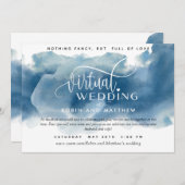 Blue Watercolor, Online Virtual Wedding Einladung (Vorne/Hinten)