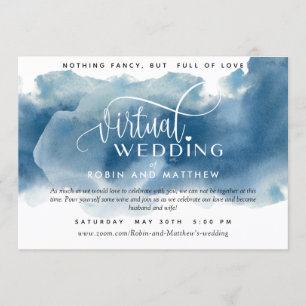 Blue Watercolor, Online Virtual Wedding Einladung