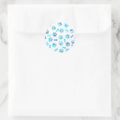 Blue Watercolor Paw Prints Classic Round Sticker (Tasche)