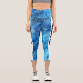 Blue Watercolor PERSONALISIEREN Capri Leggings (Vorderseite)
