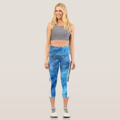 Blue Watercolor PERSONALISIEREN Capri Leggings (Vorderseite)