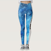 Blue Watercolor PERSONALISIEREN Leggings (Vorderseite)