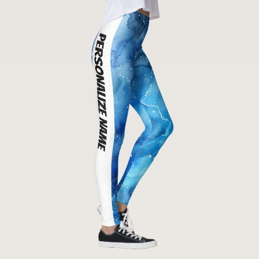Blue Watercolor PERSONALISIEREN Leggings (Rechts)