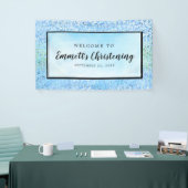 Blue Watercolor Personalisiert Christening Banner (Messeveranstaltung)
