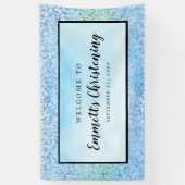 Blue Watercolor Personalisiert Christening Banner (Vertikal)