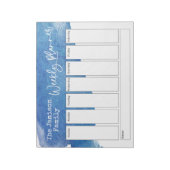 Blue Watercolor Pinselstrich Wochenplaner Notizblock (Rotiert)