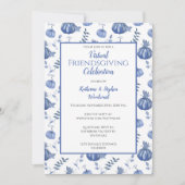 Blue Watercolor Pumpkin Virtual Friendsgiving Einladung (Vorderseite)