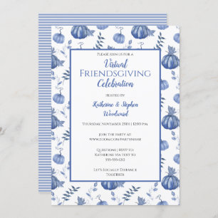 Blue Watercolor Pumpkin Virtual Friendsgiving Einladung