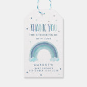 Blue Watercolor Rainbow Baby Dusche Gefallen Geschenkanhänger (Rückseite)