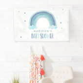 Blue Watercolor Rainbow Baby Dusche Willkommen Banner (Insitu)