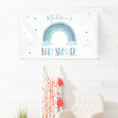 Blue Watercolor Rainbow Baby Dusche Willkommen Banner (Insitu)