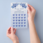 Blue Watercolor Rose Brautparty Bingo Flyer (Handgriff)