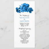 Blue Watercolor Rose Elegantes Hochzeitsprogramm Programm (Vorderseite)
