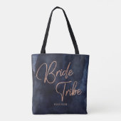 Blue Watercolor Rose Gold Bribe Stamm Tasche (Rückseite)