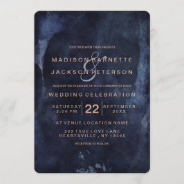 Blue Watercolor Rose Gold Hochzeiten Einladungen