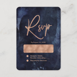 Blue Watercolor & Rose Gold Wedding RSVP