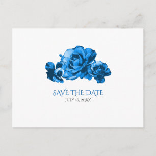 Blue Watercolor-Rose Hochzeitsstichtag speichern d Ankündigungspostkarte
