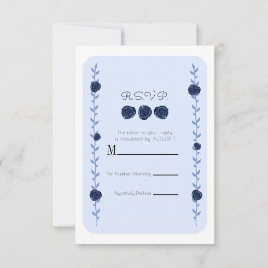 Blue Watercolor Rose Reben Hütte Chic UAWG Antwort (Vorderseite)