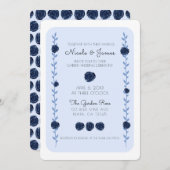 Blue Watercolor Rose Reben Hütte Hochzeit Einladung (Vorne/Hinten)