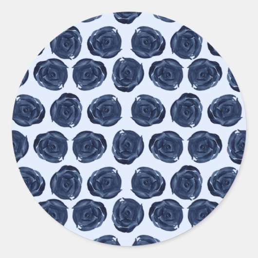 Blue Watercolor Rose Reben Hütte Hochzeit Runder Aufkleber (Vorderseite)