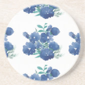 Blue Watercolor Round Coaster Getränkeuntersetzer (Vorne)