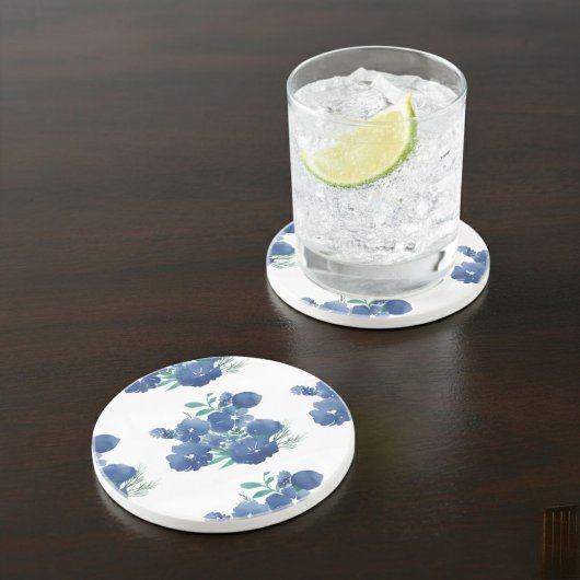Blue Watercolor Round Coaster Getränkeuntersetzer