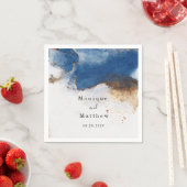 Blue Watercolor Rust Copper Gold Agate Wedding Serviette (Beispiel)