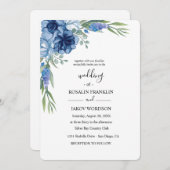 blue watercolor rustic wedding einladung (Vorne/Hinten)