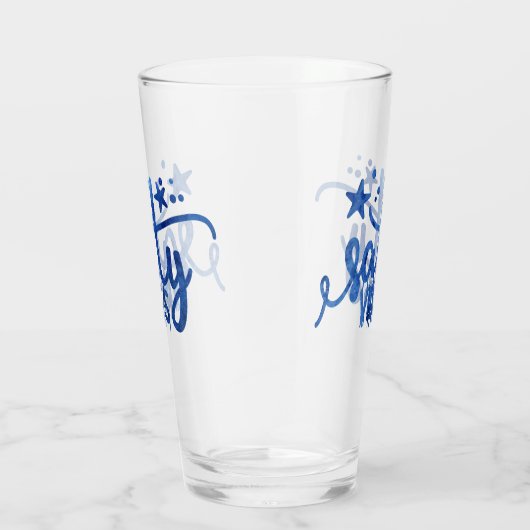 Blue Watercolor Salty Vibes Beach Pint Glas (Rechts)