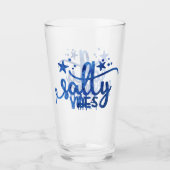 Blue Watercolor Salty Vibes Beach Pint Glas (Vorderseite)